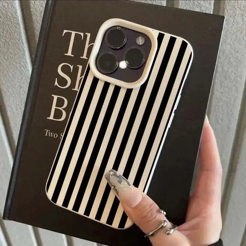 Luxury Double Color Contrast Stripe Case For iPhone