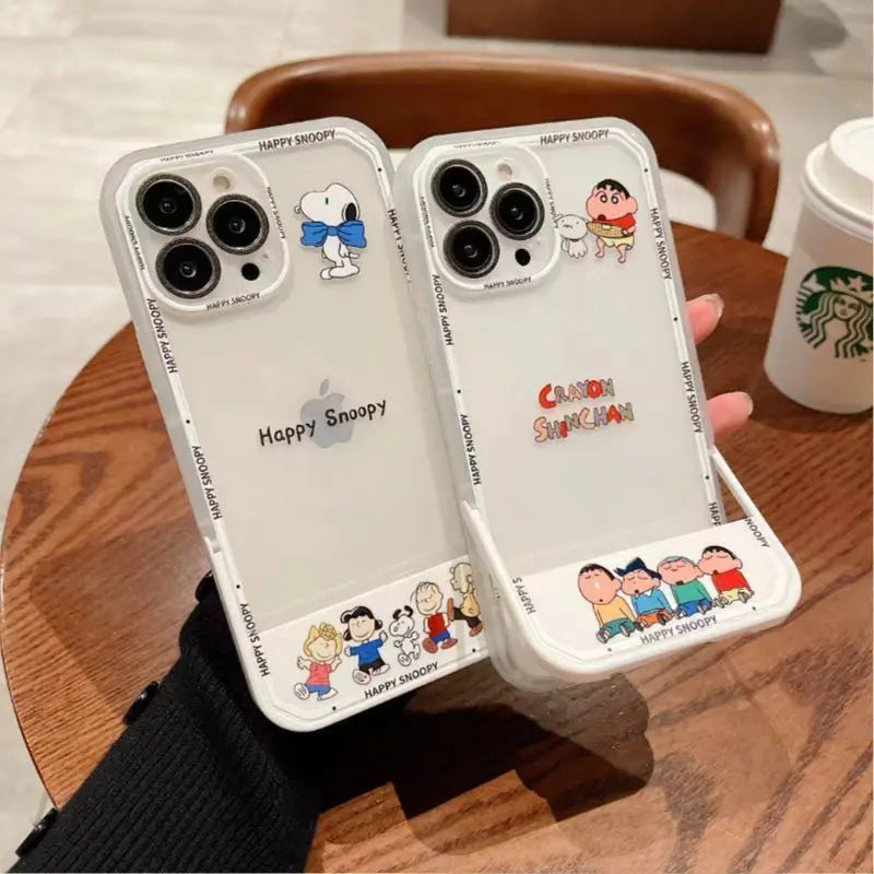 Anime Character Snoopy Stand Soft Phone Case For iPhone