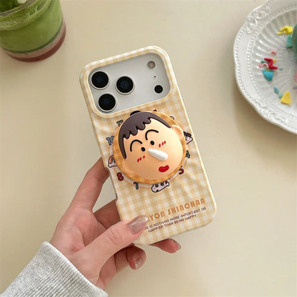 Korean Cute Clock Plaid Pattern Magnetic Phone Case For iPhone