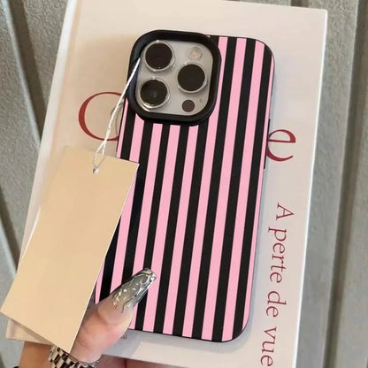 Luxury Double Color Contrast Stripe Case For iPhone