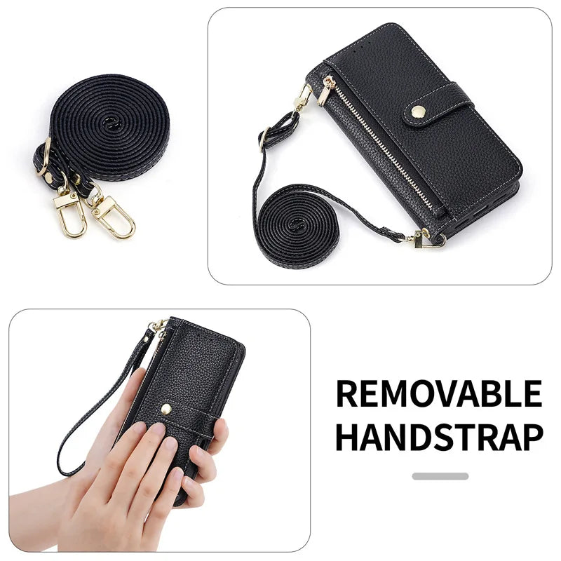 Zipper Wallet with Cards Solt  Flip Cover For iPhone