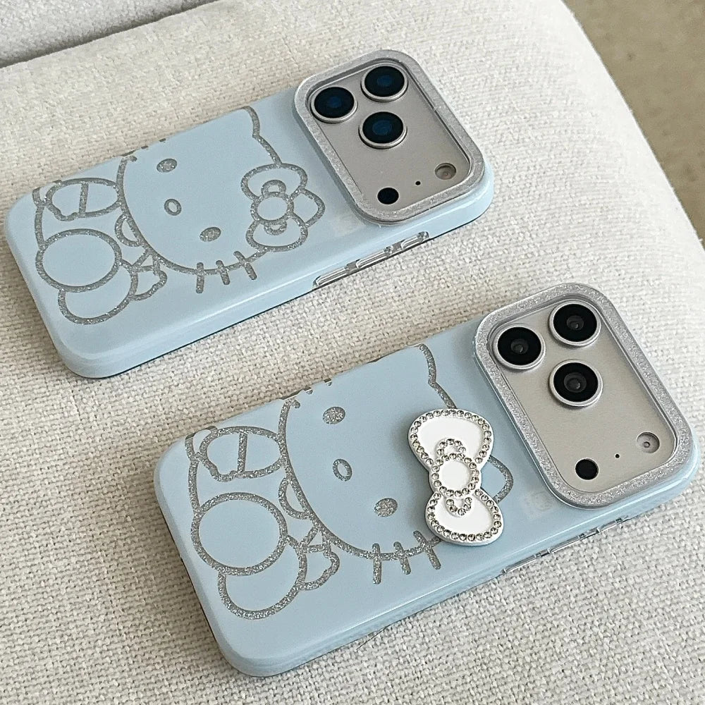 Flash Lens Blue Background Flash Powder Kitty Phone Case For iPhone