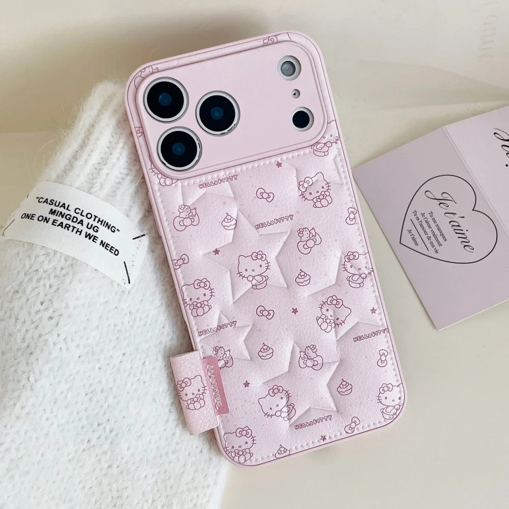 Cute Star Kitty  Fashion Leather Phone Case For iPhone
