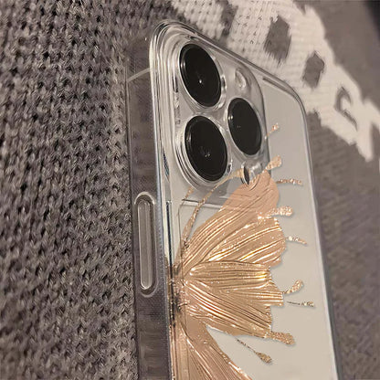 Gold Pink Butterfly Phone Case For iPhone