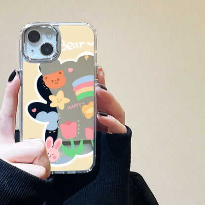 Cute Bear Makeup Mirror Phone Case