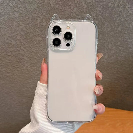 Cute Cat 3D Ears Transparent Phone Case