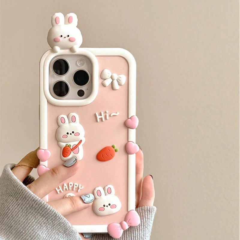 Cartoon Cute Pink Rabbit Soft Silicone Phone Case