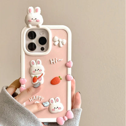 Cartoon Cute Pink Rabbit Soft Silicone Phone Case