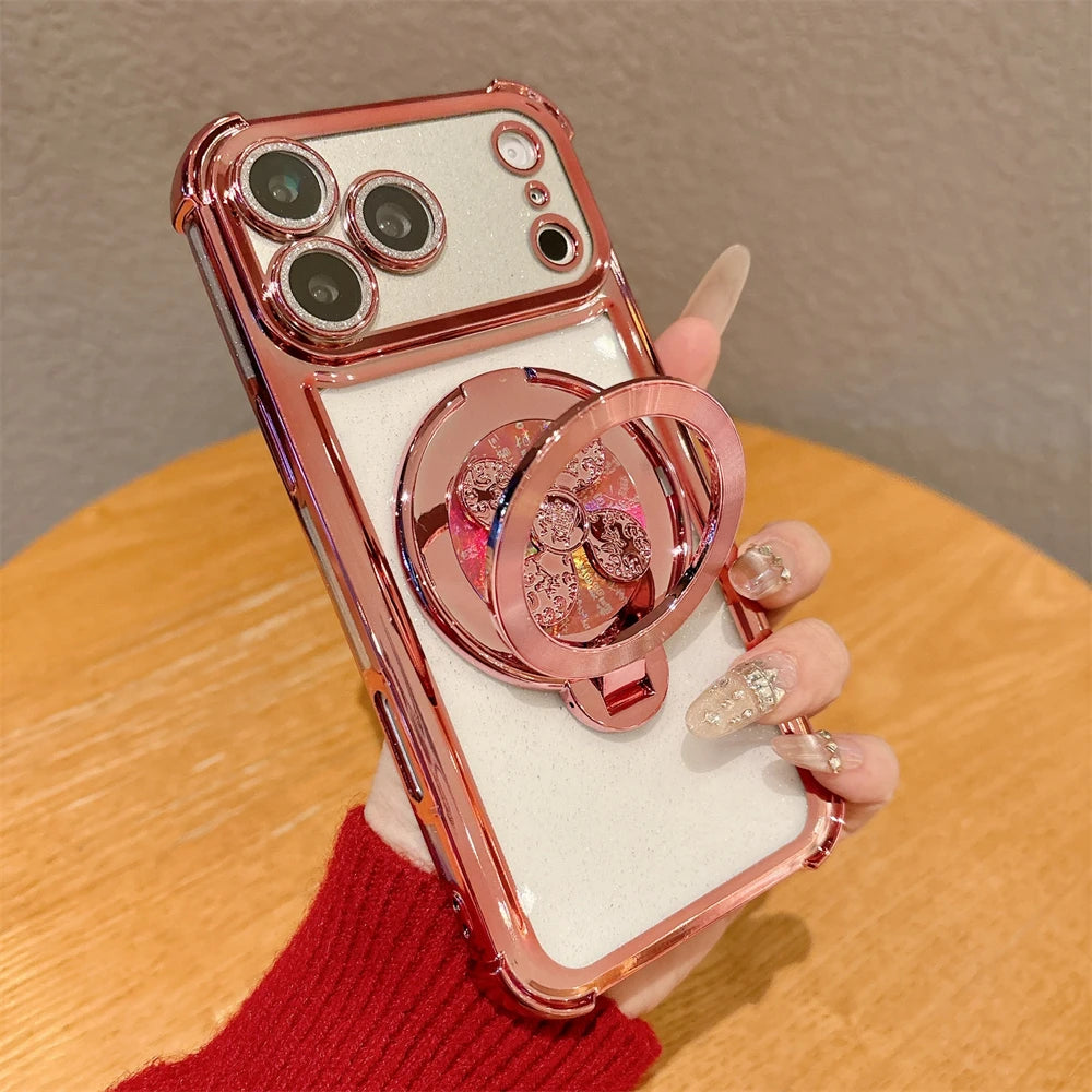 Luxury Corrugated Pattern Magnetic Wireless Charge Case For iPhone