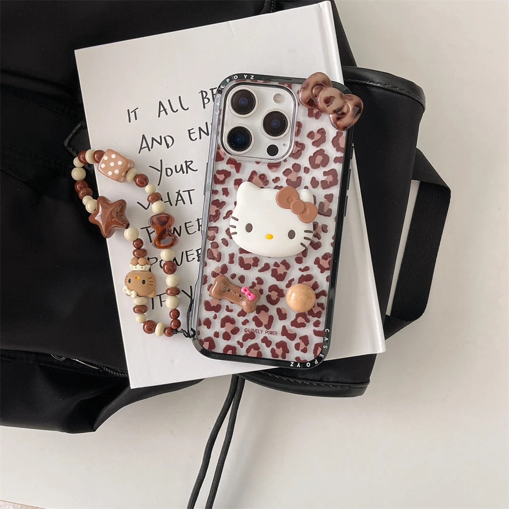 Leopard Pattern Stars Hello Kitty Phone Case