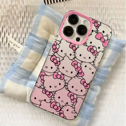 Kitty Bow Full Screen Face Phone Case For iPhone