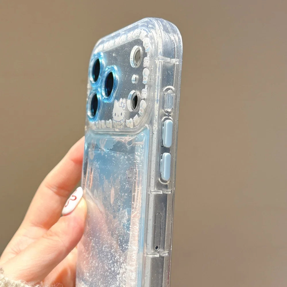 Flower Flowing Sand Snowman Kitty Snowflake Soft Cover For iPhone