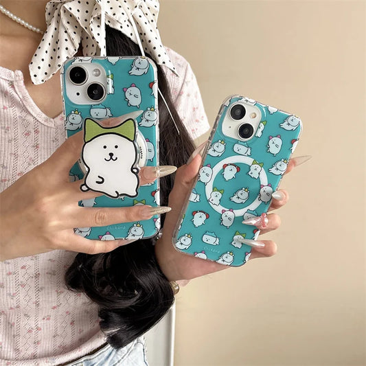Kawaii Cartoon Bear Stand Magnetic Phone Case