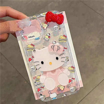 Hello Kitty Bow Stand Cake Cute Phone Case For iPhone