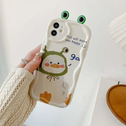 Cute 3D Bear Duck Frog Eyes Ears Soft Phone Case For IPhone