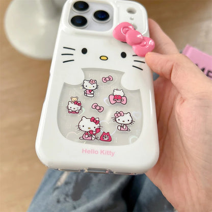 Glitter Laser Love Heart Hello Kitty Phone Case For iPhone