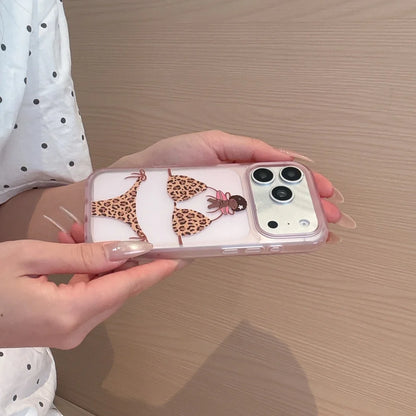 Cute Cartoon Leopard Print Bikini Phone Case For iPhone