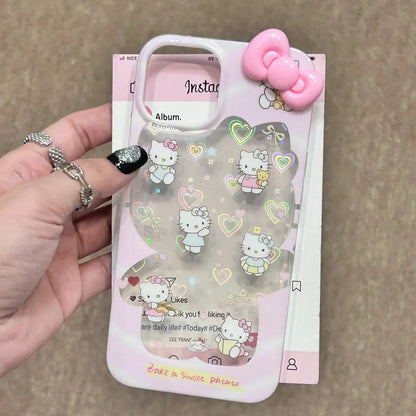 Hello Kitty Bow Kawaii Big Phone Case For iPhone