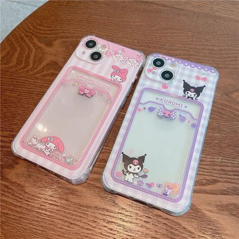 Kuromi Melody Card Holder Slot Bag Soft Silicone Phone Case For iPhone