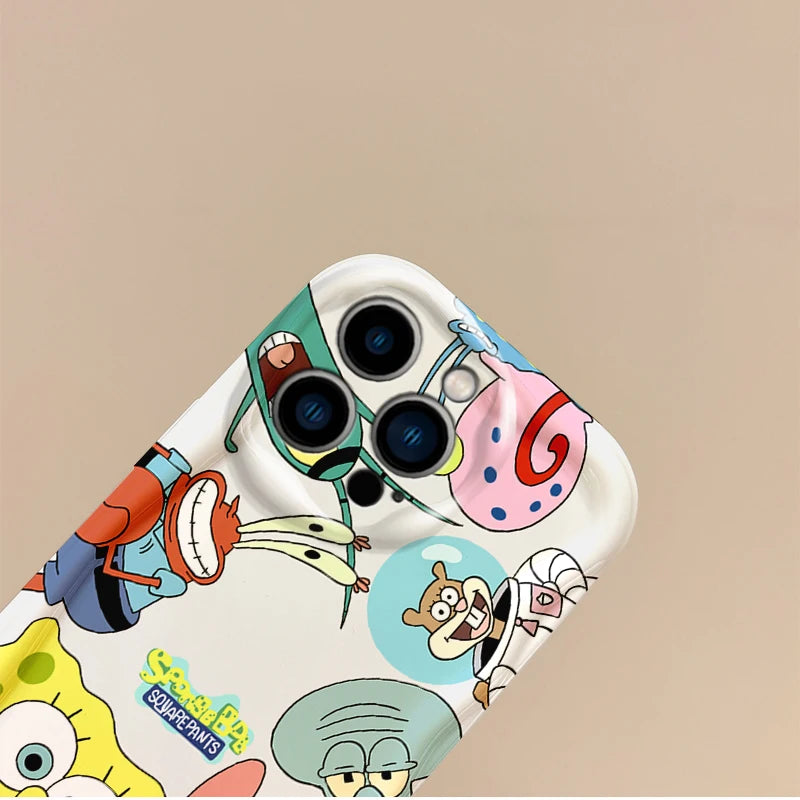 Cute SpongeBobs Cartoon iPhone16 Case Wave Phone Case For iPhone