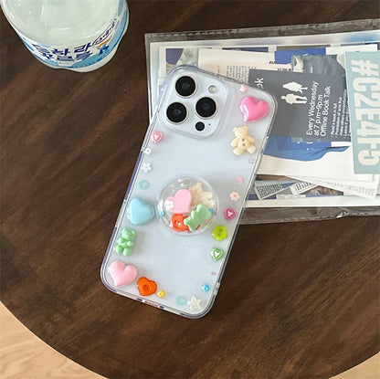 Clear Cute Love Bear Epoxy Phone Case