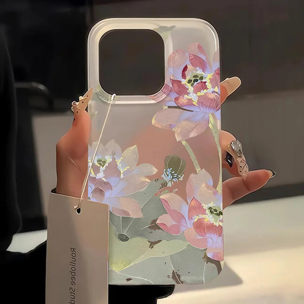 Flowers Phone Case For iPhone Translucent Slim Silky Skin Back Cover