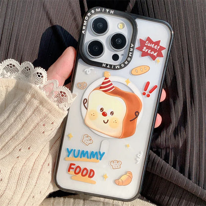 Kawaii Bread Magnetic Stand Holder Phone Case