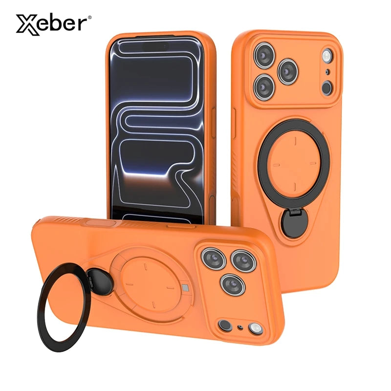 Magnetic Liquid Silicone Rotating Bracket Phone Case For iPhone