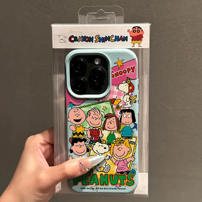 Lovely Cartoon ASnoopy Imitation Leather Phone Case For iPhone