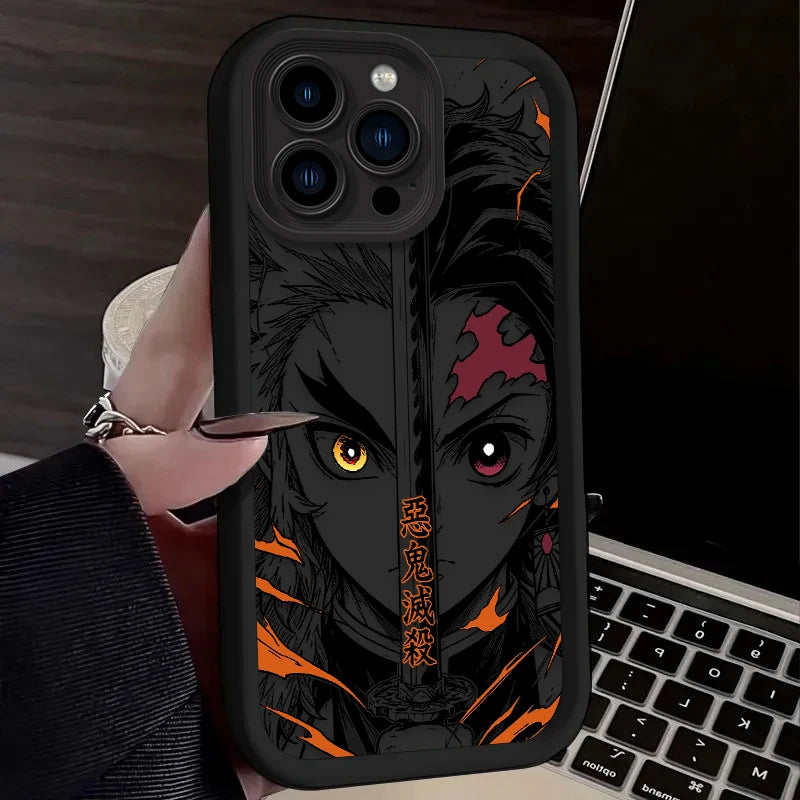 Demon Slayer Split Half Face Anime Phone Case Phone Case For iPhone