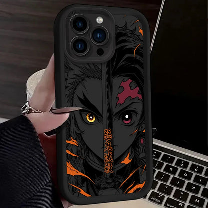 Demon Slayer Split Half Face Anime Phone Case Phone Case For iPhone