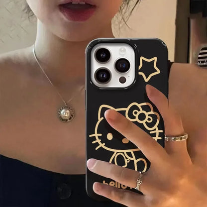 Hello Kitty Black Bow Strap Star Phone Case For iPhone