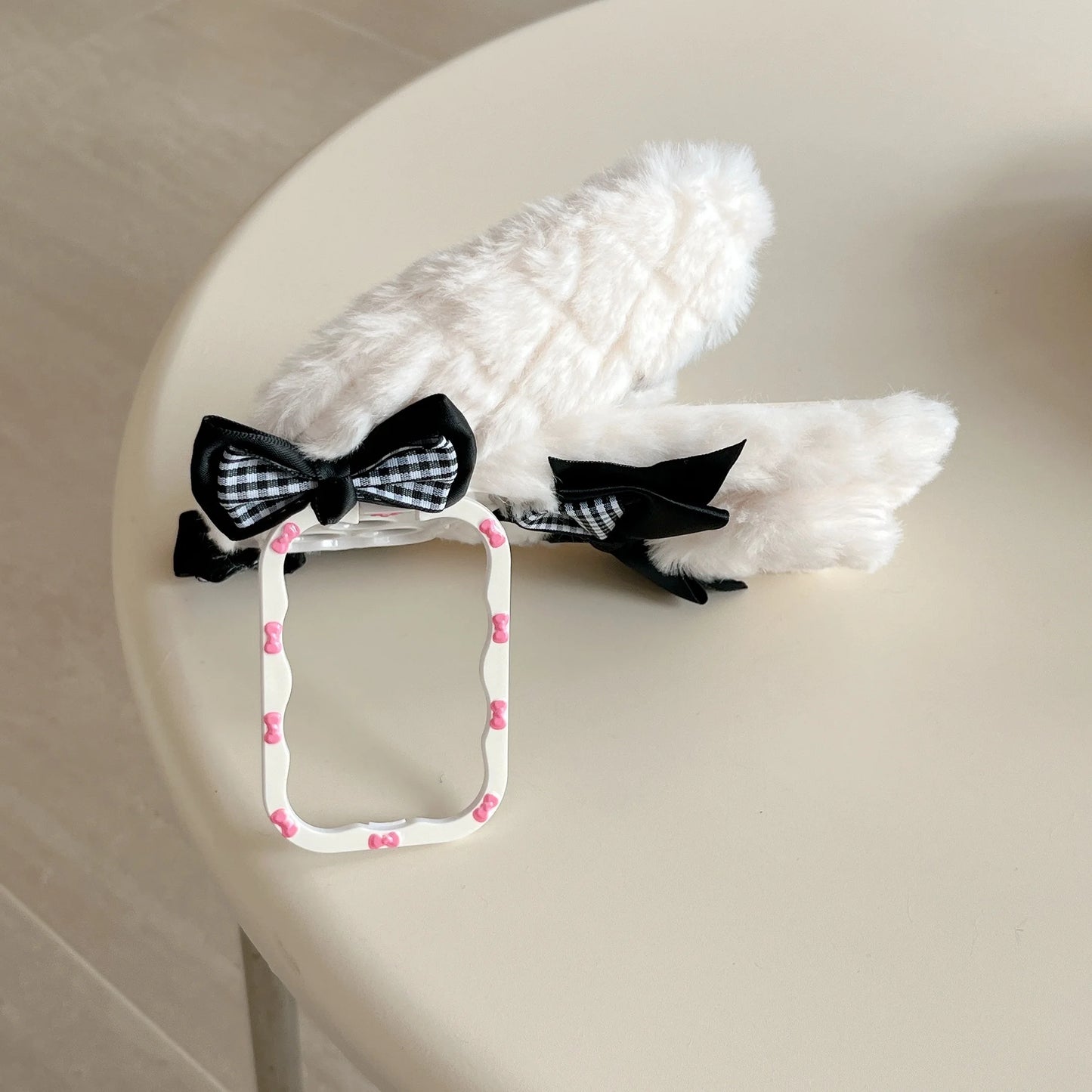 Bunny Rabbit Plush Phone Case with Butterfly Knot Design For iPhone