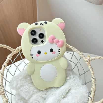 Funny Rilakkuma Bear Hello Kitty Soft Silicone Case For iPhone