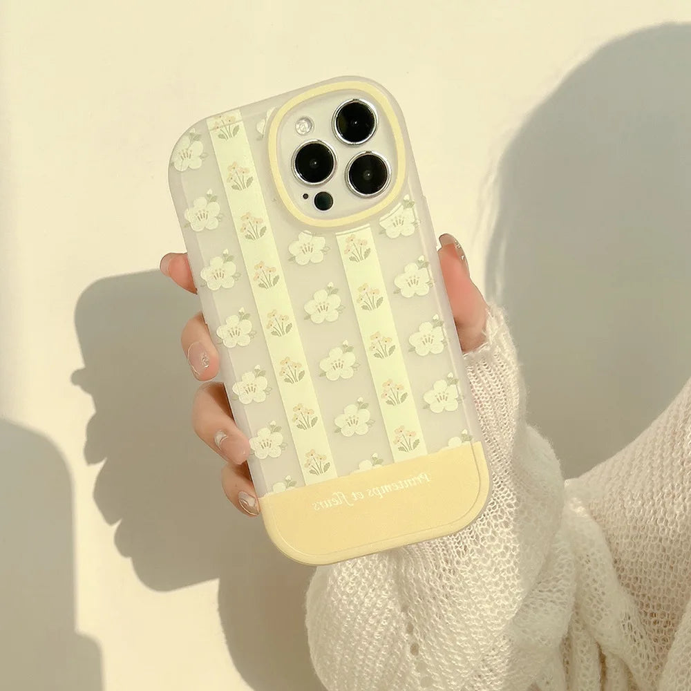 Korean Full Screen Flowers Cartoon Animals Phone Case For iPhone