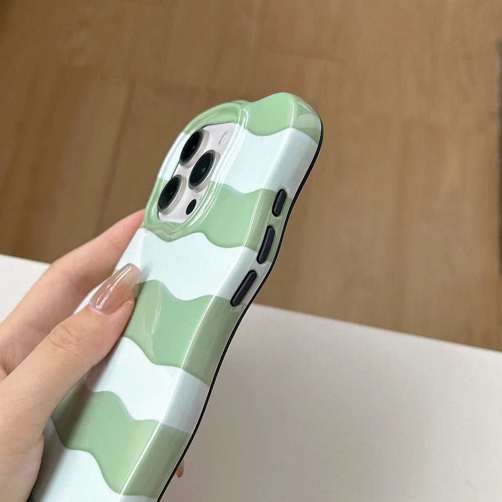 Cute Glossy Wave Pattern Hit Color Stripe Phone Case