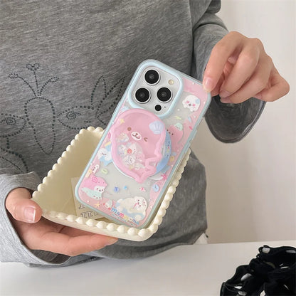 Cute Dolphin Shaking Bracket Magnetic Phone Case