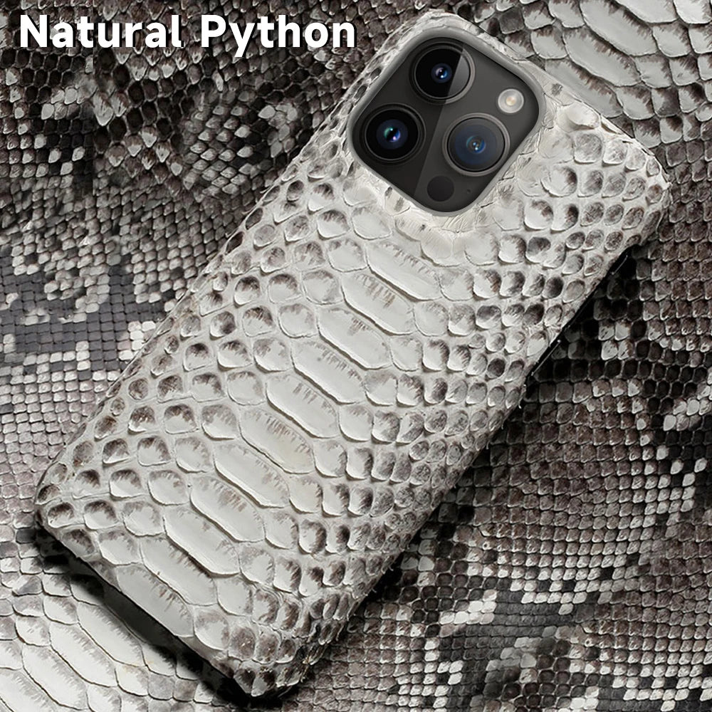 100% Genuine python Leather Phone Case For iPhone