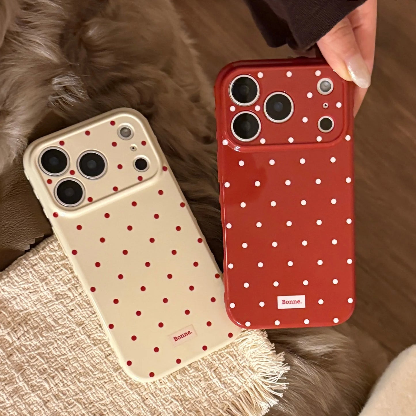 Korean Full Screen Polka Dots Soft Phone Case For iPhone