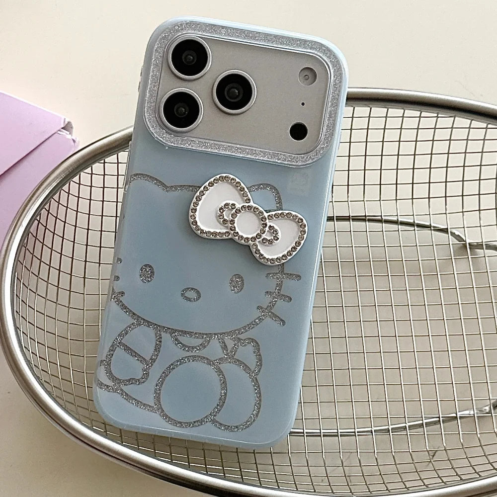 Flash Lens Blue Background Flash Powder Kitty Phone Case For iPhone