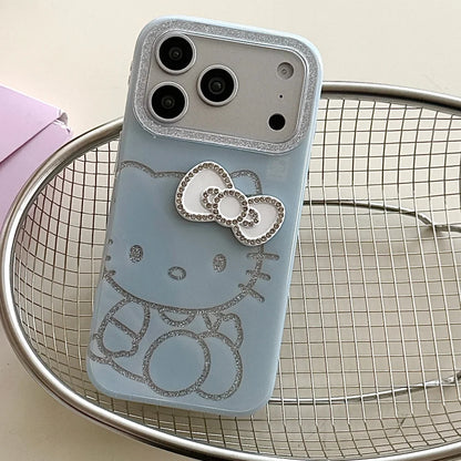 Flash Lens Blue Background Flash Powder Kitty Phone Case For iPhone