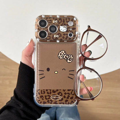 Luxury Cute Foundation Make Up Brown Kittyy Phone Case with Stand Case For iPhone