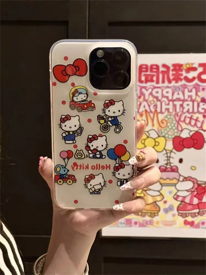 Hello Kitty Bicycle Balloon Strap Stand Phone Case For iPhone