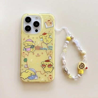 Lovely Pom Pom Purin Soft Phone Lanyard Case For iPhone
