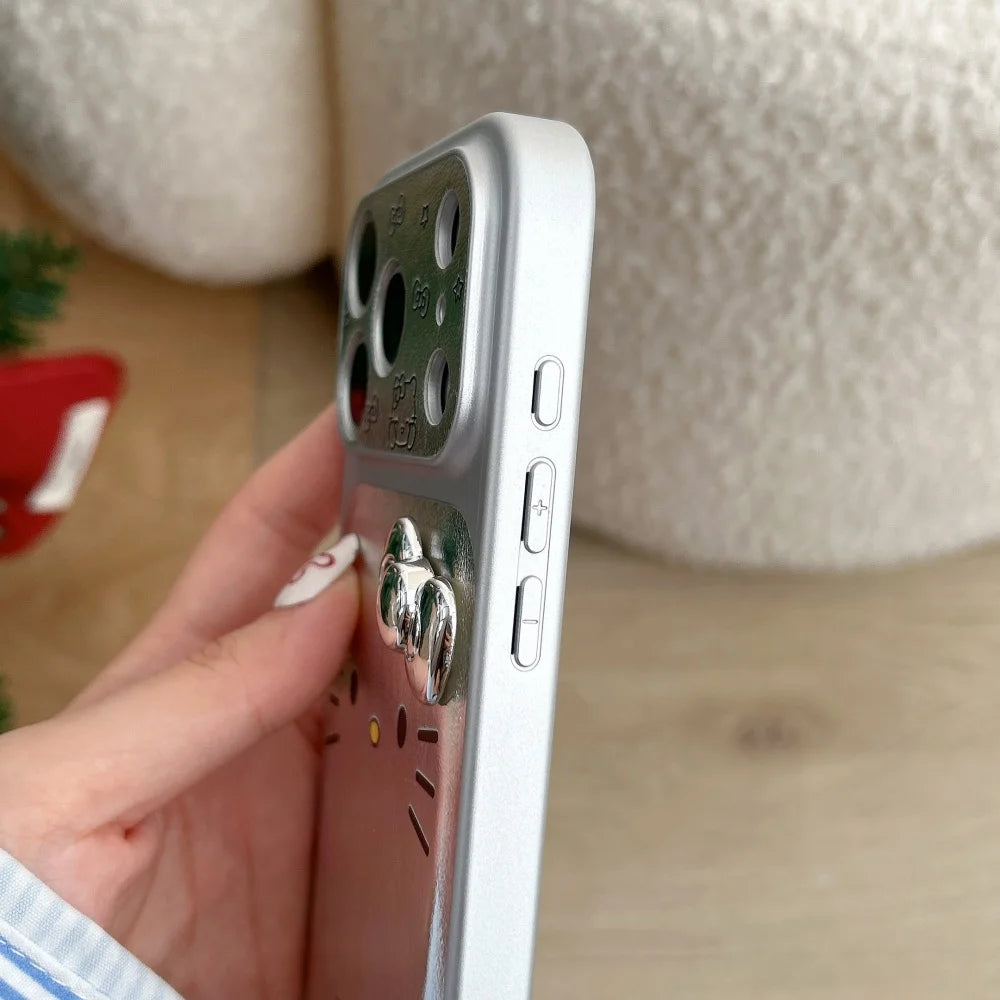 Silver Skin Kitty Three Dimensional Bow Phone Case