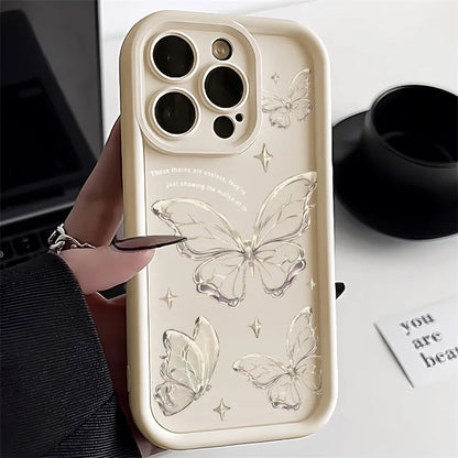 Gold Butterfly Silicone Phone Case For iPhone