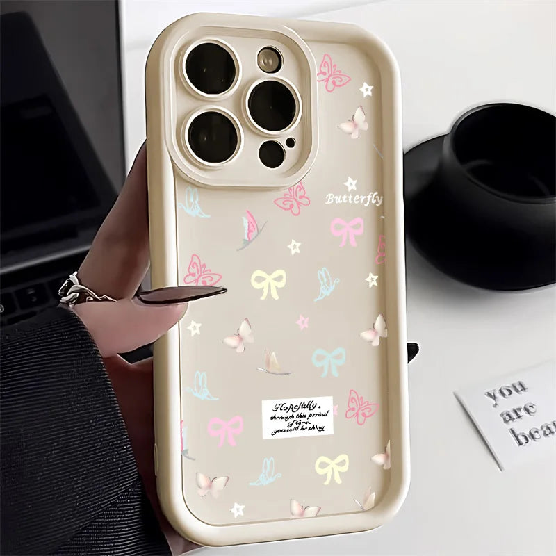 Korean Cute Pink Bowknot Silicone Phone Case For iPhone