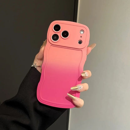 Soft Silicone Gradient Color Wave Phone Case For iPhone