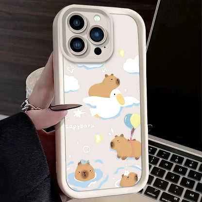 Moonlit Night Healing Cartoon Capybara Case For iPhone