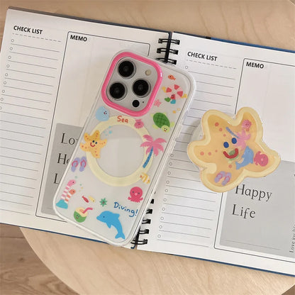 Cute Starfish Shaking Support Stand Magnetic Phone Case
